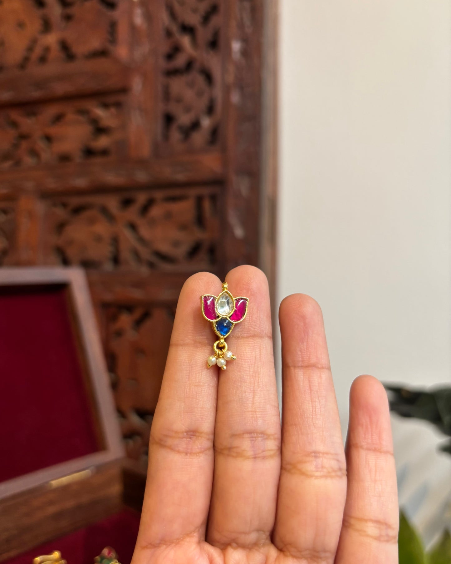 Lotus Multicolor Minimal Floral Clip On Nosepin | NP091