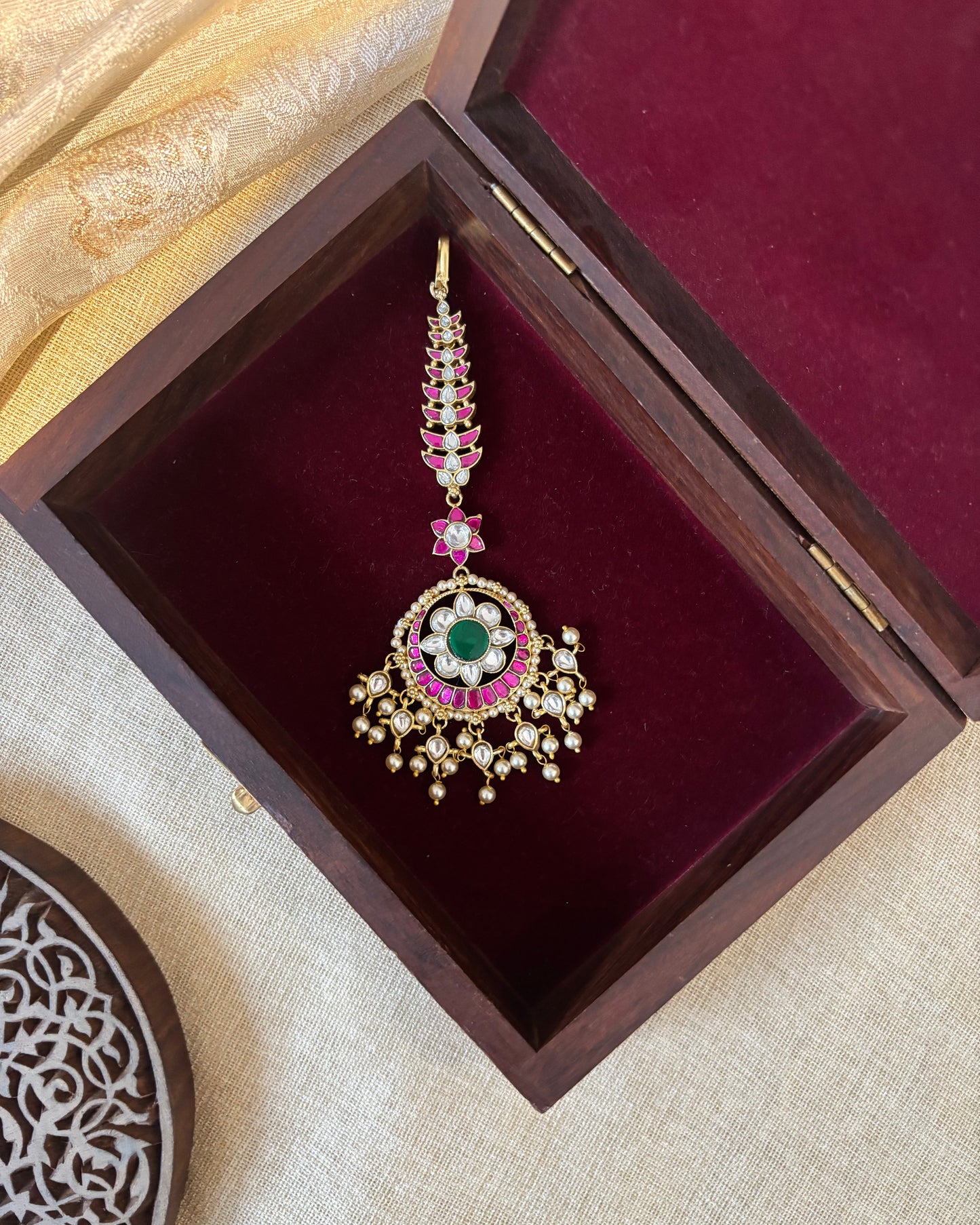 Floral Jadau Kundan Maang Tikka | MT286
