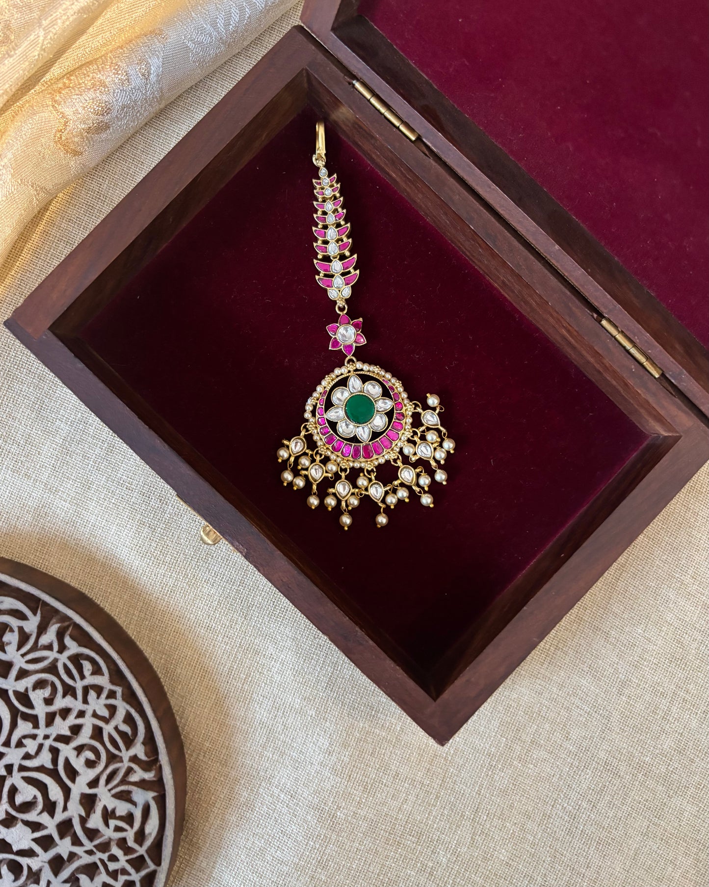 Floral Jadau Kundan Maang Tikka | MT286