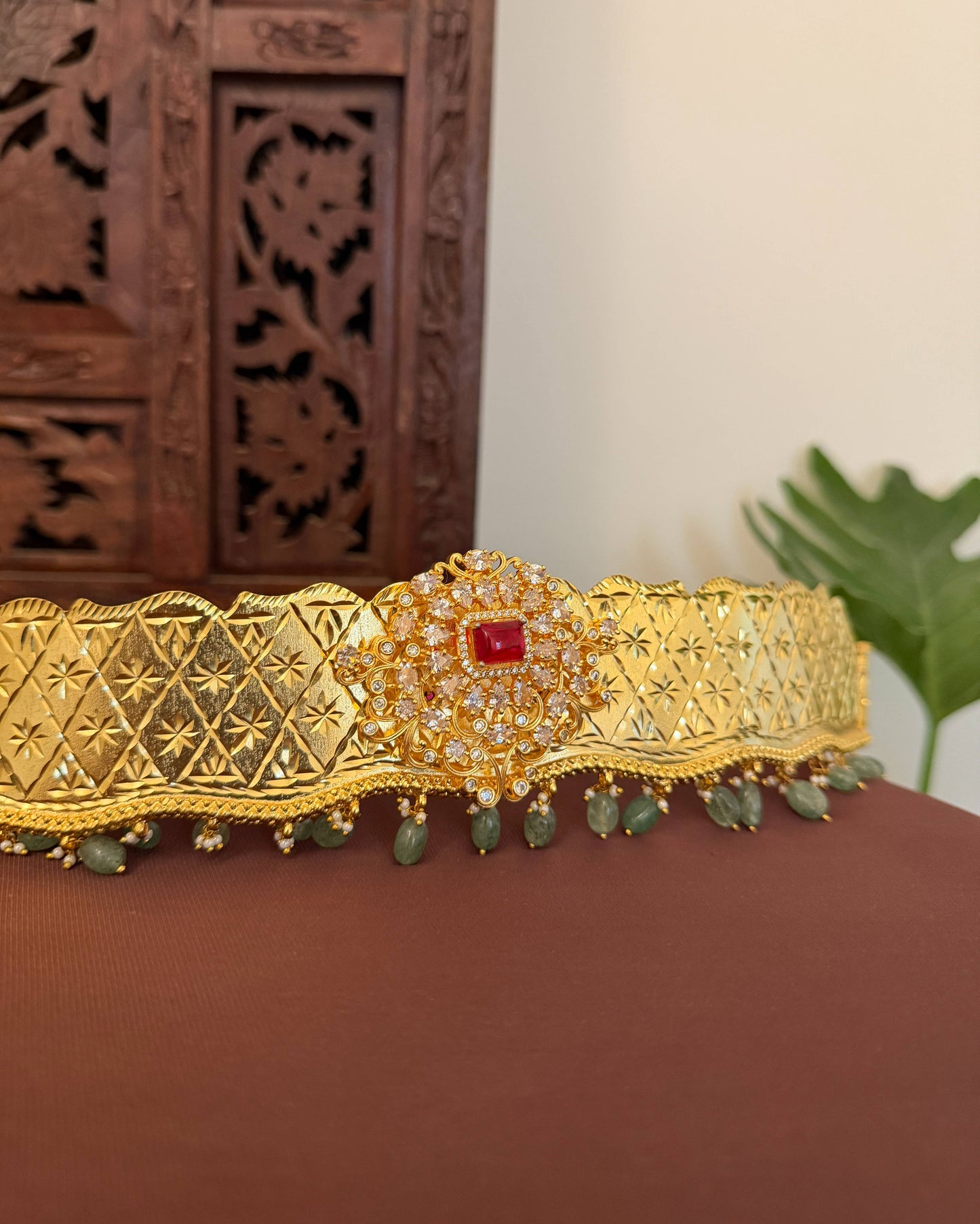 Floral Ruby Hip Belt with Adjustable Multi-Hook Closure | WB032