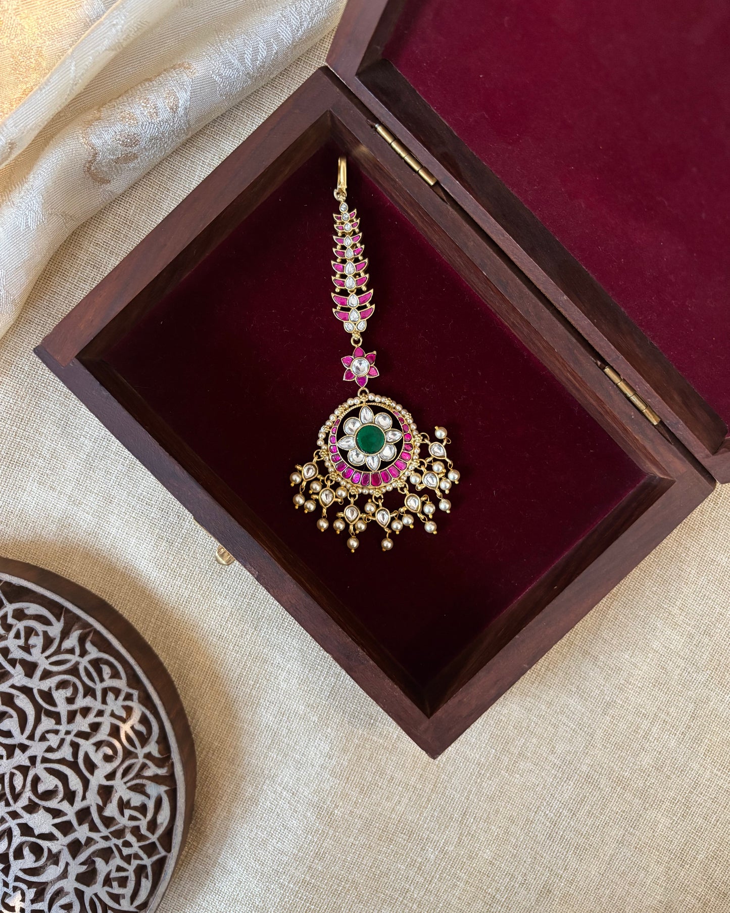 Floral Jadau Kundan Maang Tikka | MT286