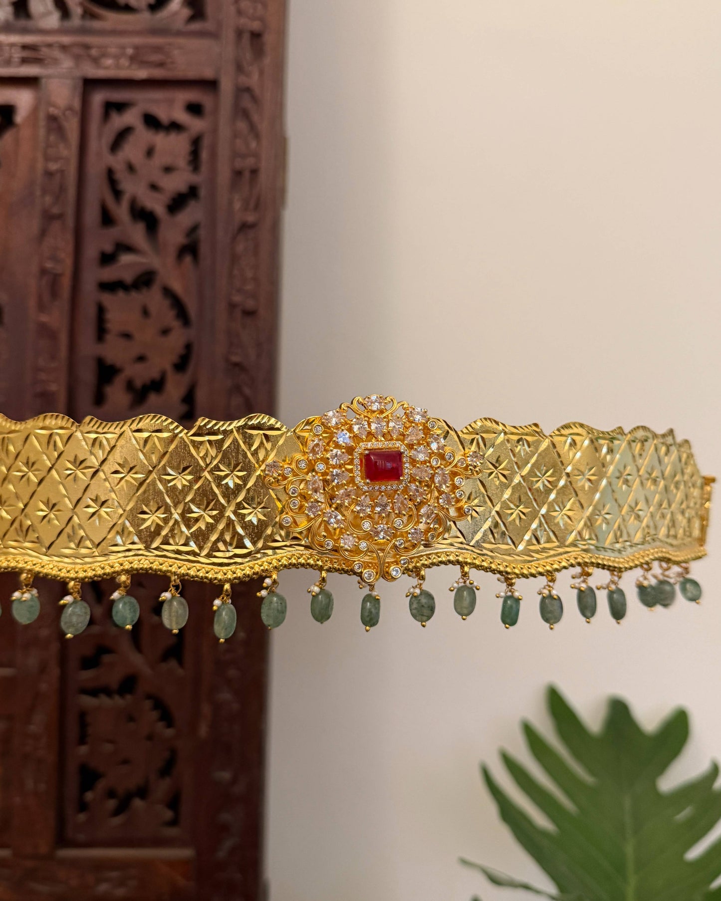 Floral Ruby Hip Belt with Adjustable Multi-Hook Closure | WB032