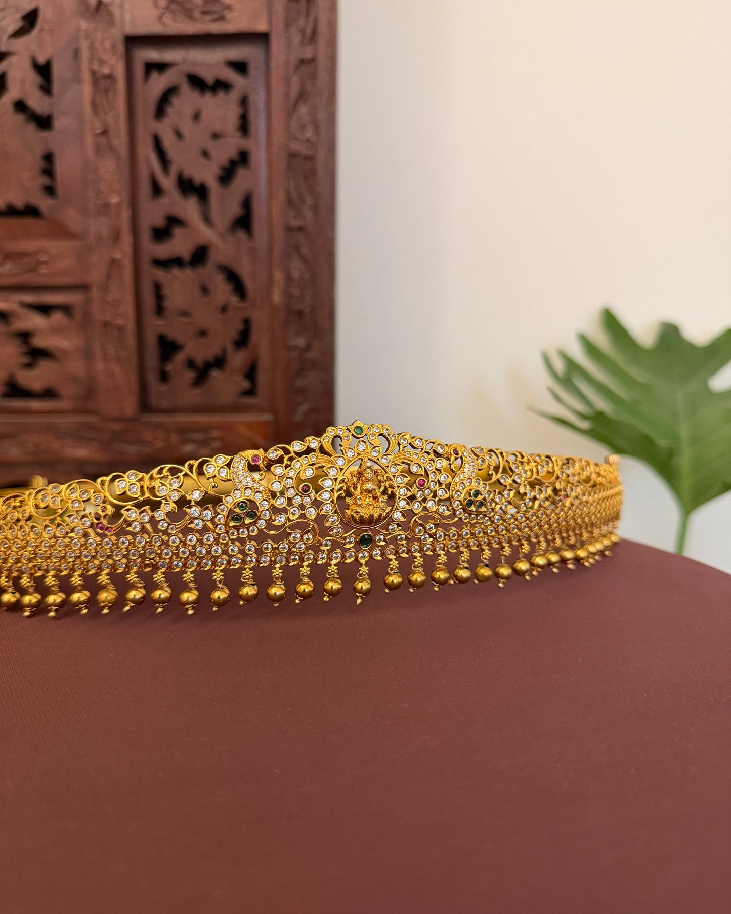 Peacock Lakshmi Kundan Hipbelt For Kids with 3D Lakshmi Motifs | WB036