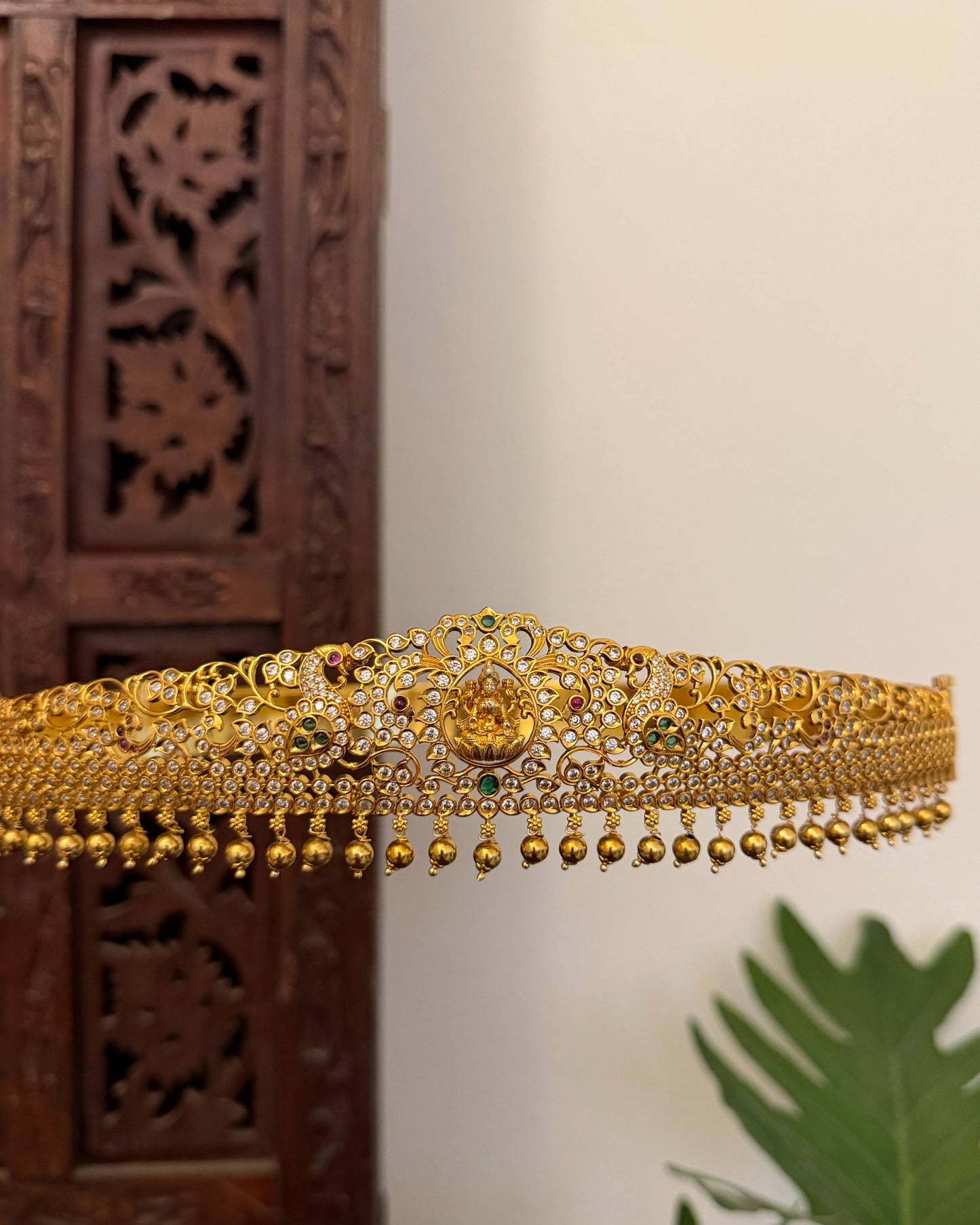 Peacock Lakshmi Kundan Hipbelt For Kids with 3D Lakshmi Motifs | WB036