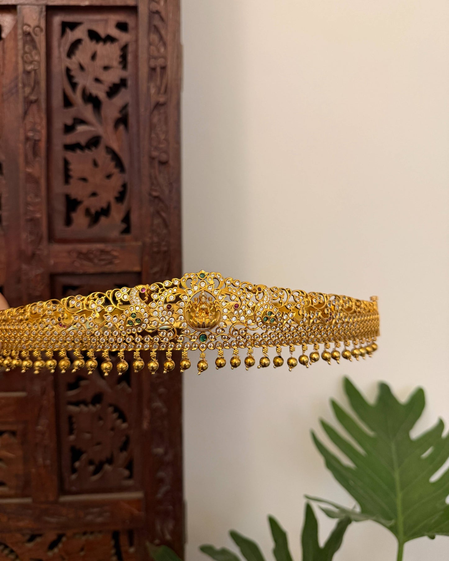 Peacock Lakshmi Kundan Hipbelt For Kids with 3D Lakshmi Motifs | WB036