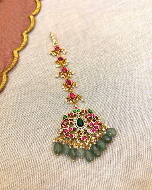 Peacock-Inspired Jadau Maang Tikka | MT043