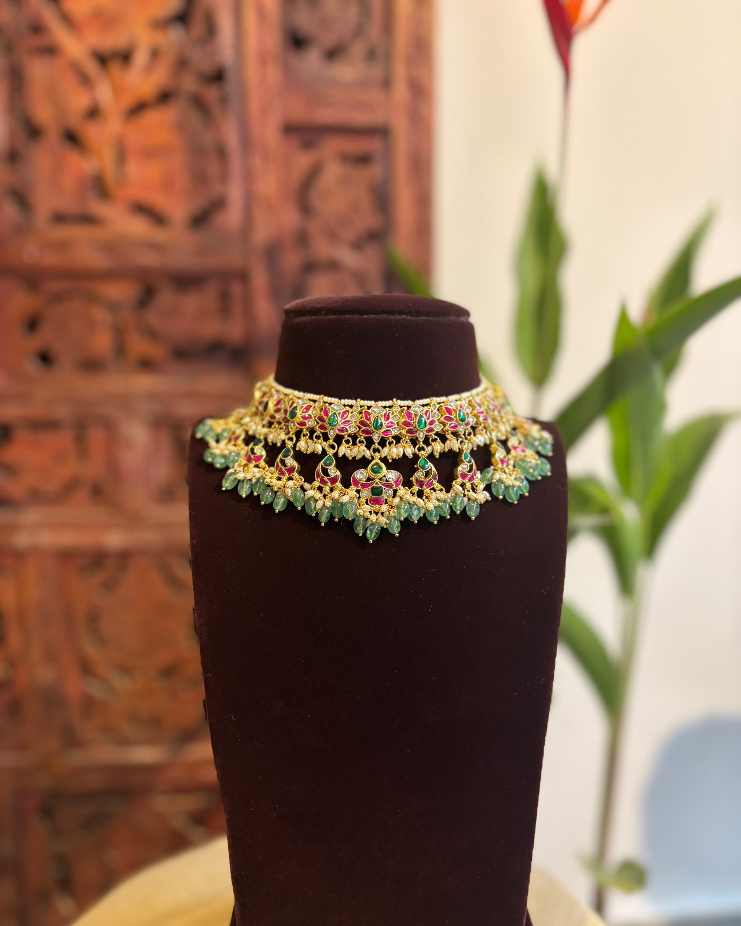 Intricate Floral Jadau Kundan Choker Necklace | NC155
