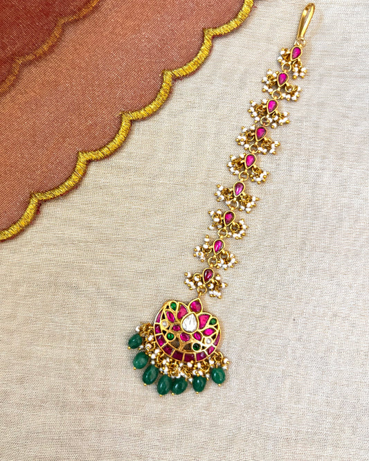 Floral Jadau Maang Tikka | MT042