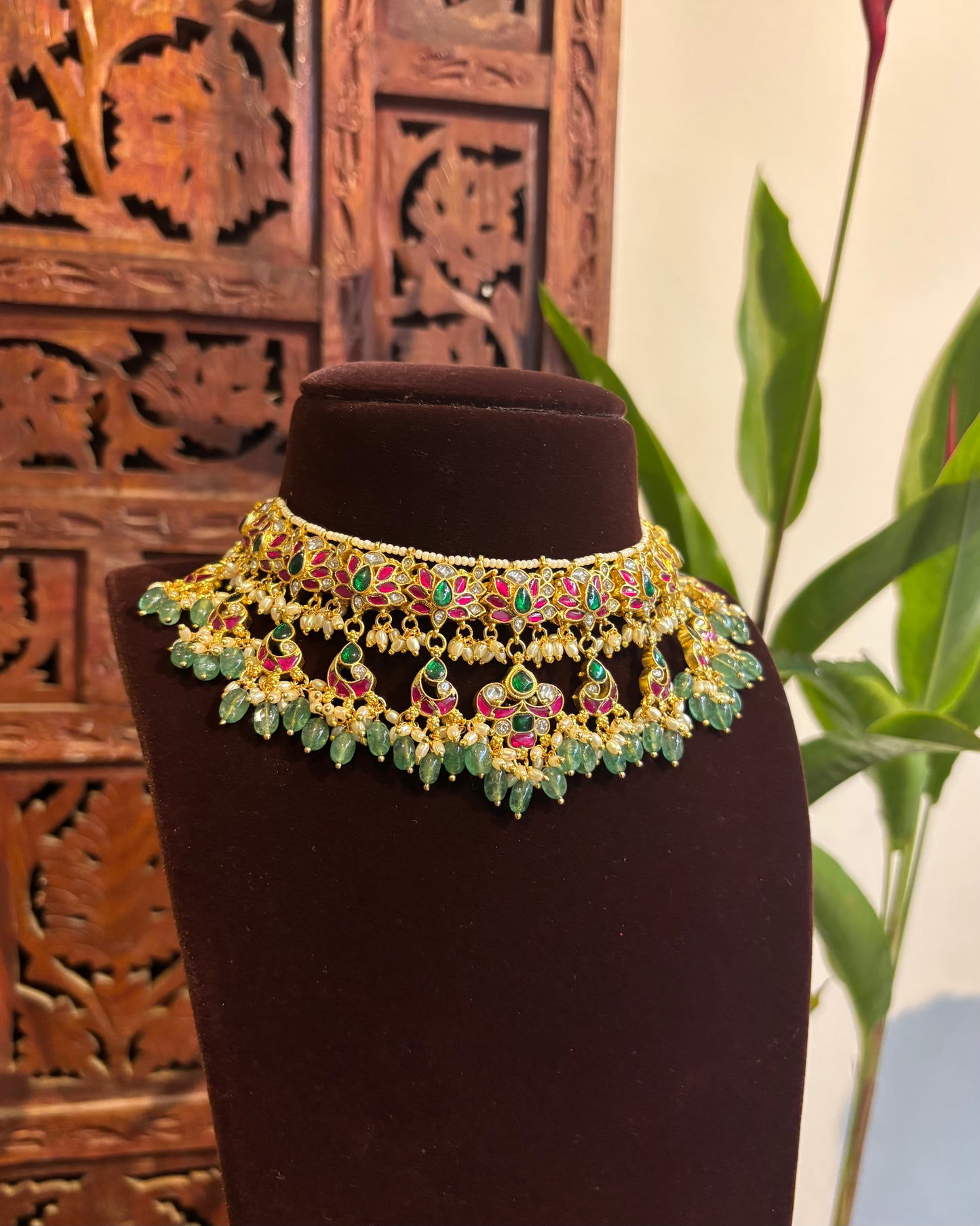 Intricate Floral Jadau Kundan Choker Necklace | NC155