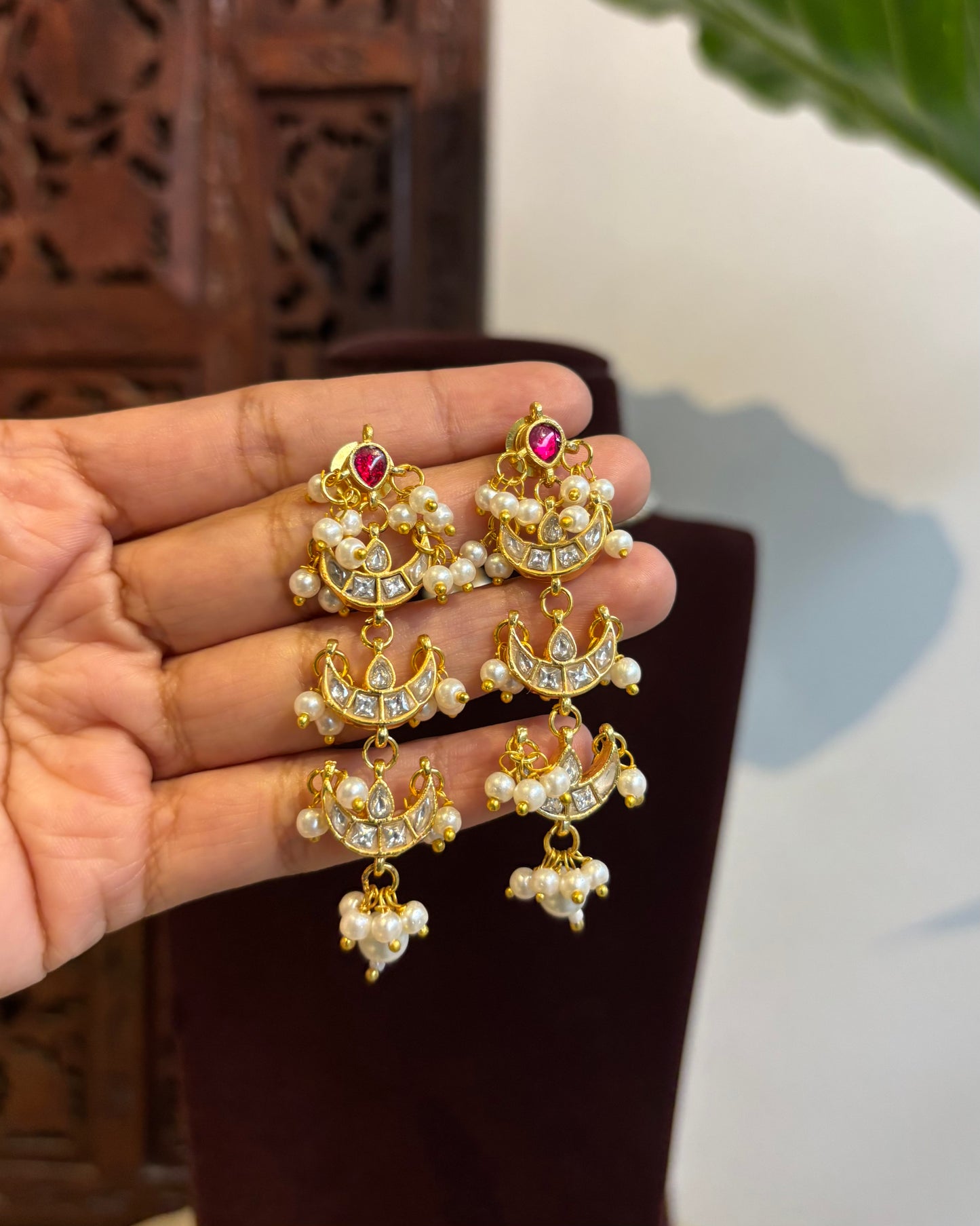 Classic Pearl Chand Choker Set | Crescent Motif with Matching Earrings| NC270