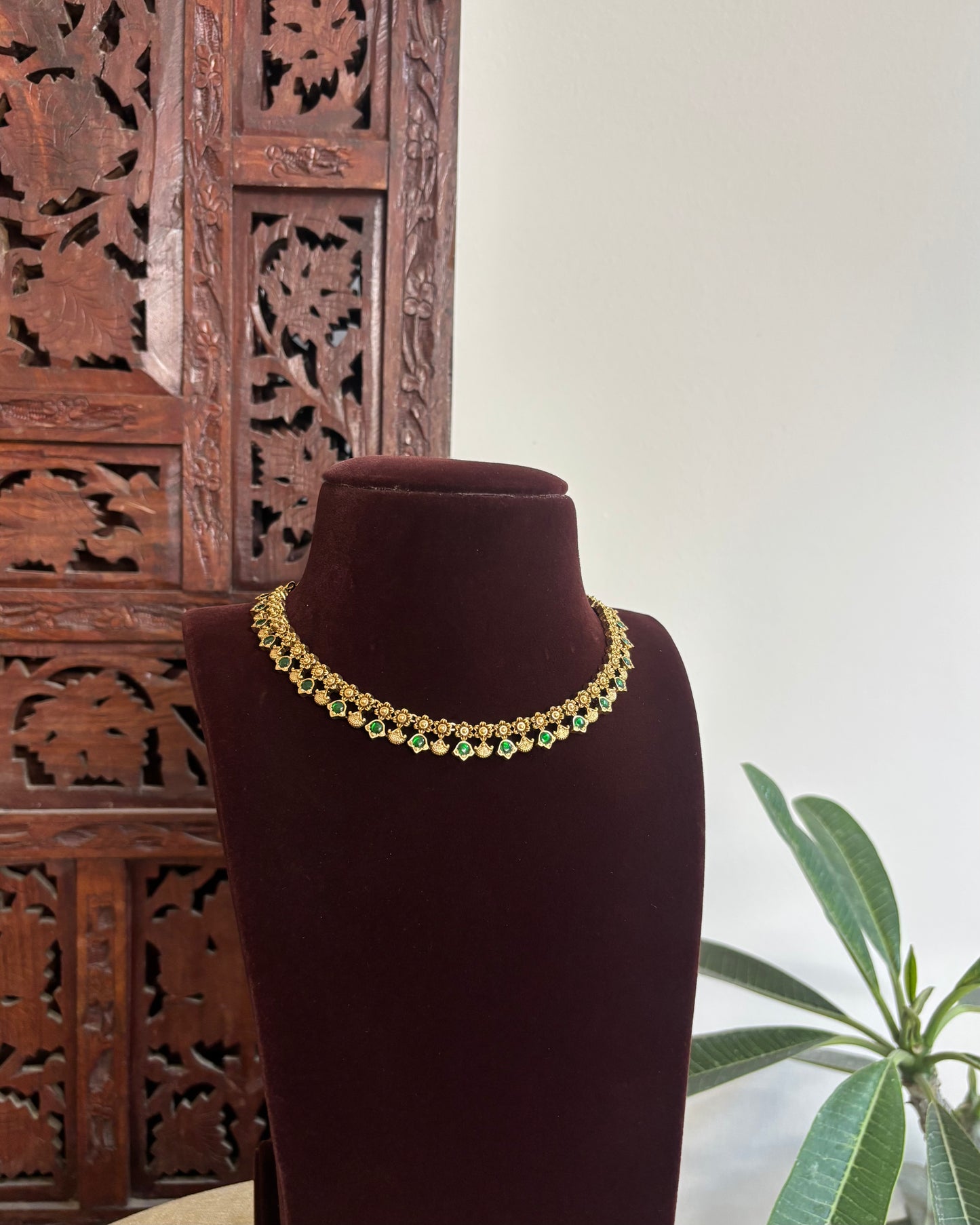 Antique Finish Jadau Pearl Necklace Set with Matching Earrings | NC529