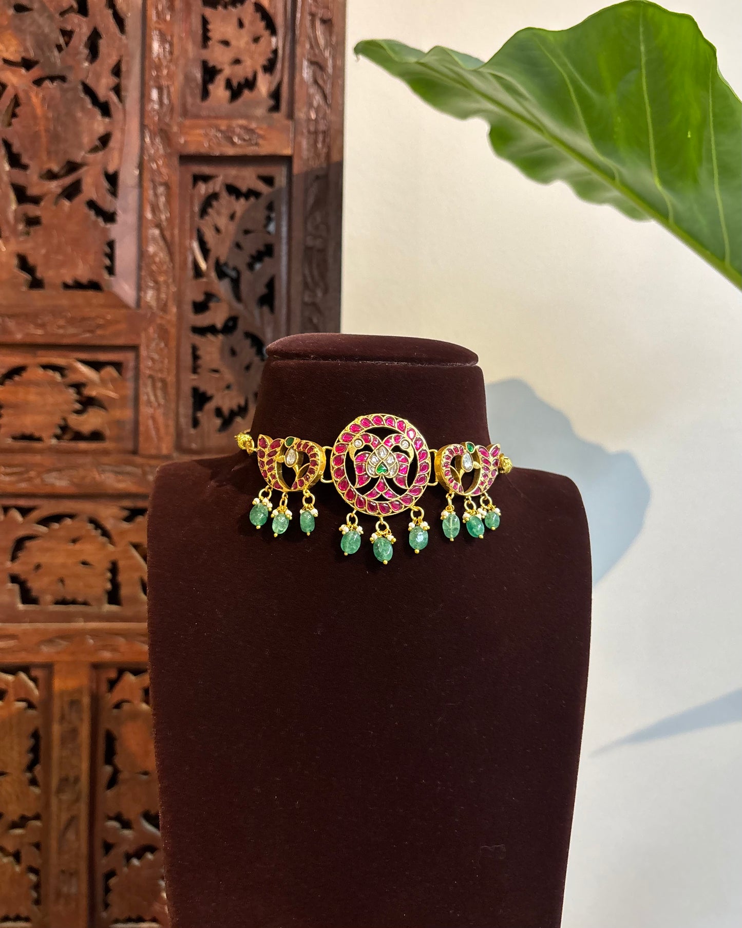 Gandaperunda Peacock Jadau Kundan Choker – Heritage Statement Jewellery| NC271