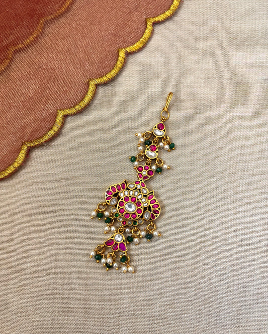 Handcrafted Multicolor Jadau Maang Tikka | MT040