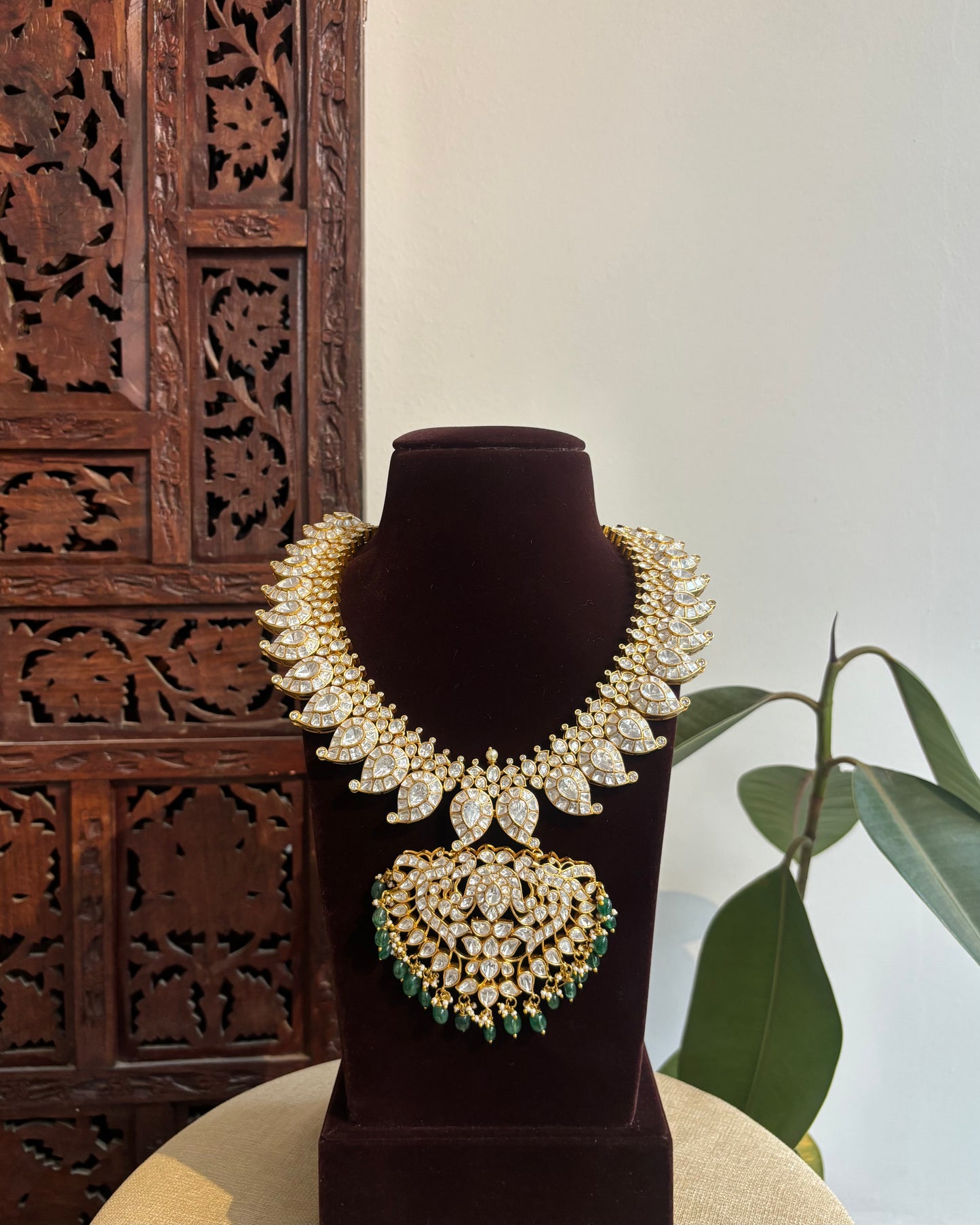 Mossanite White Mango Haram – Premium Gold Finish Necklace Set | NC357