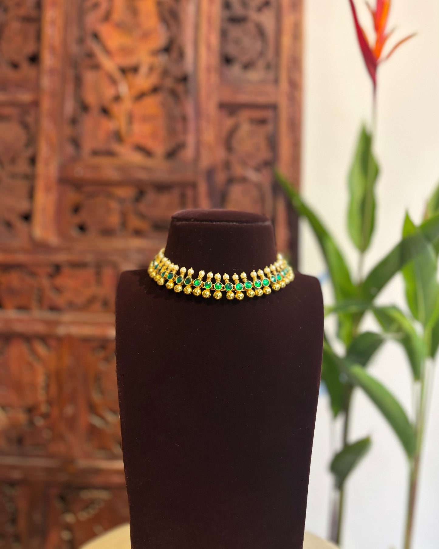 Green Kundan Pearl Choker Set with Earrings| NC159