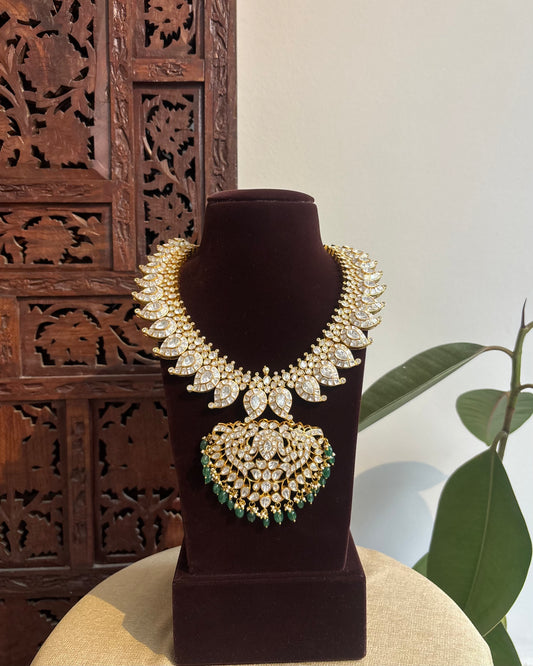 Mossanite White Mango Haram – Premium Gold Finish Necklace Set | NC357