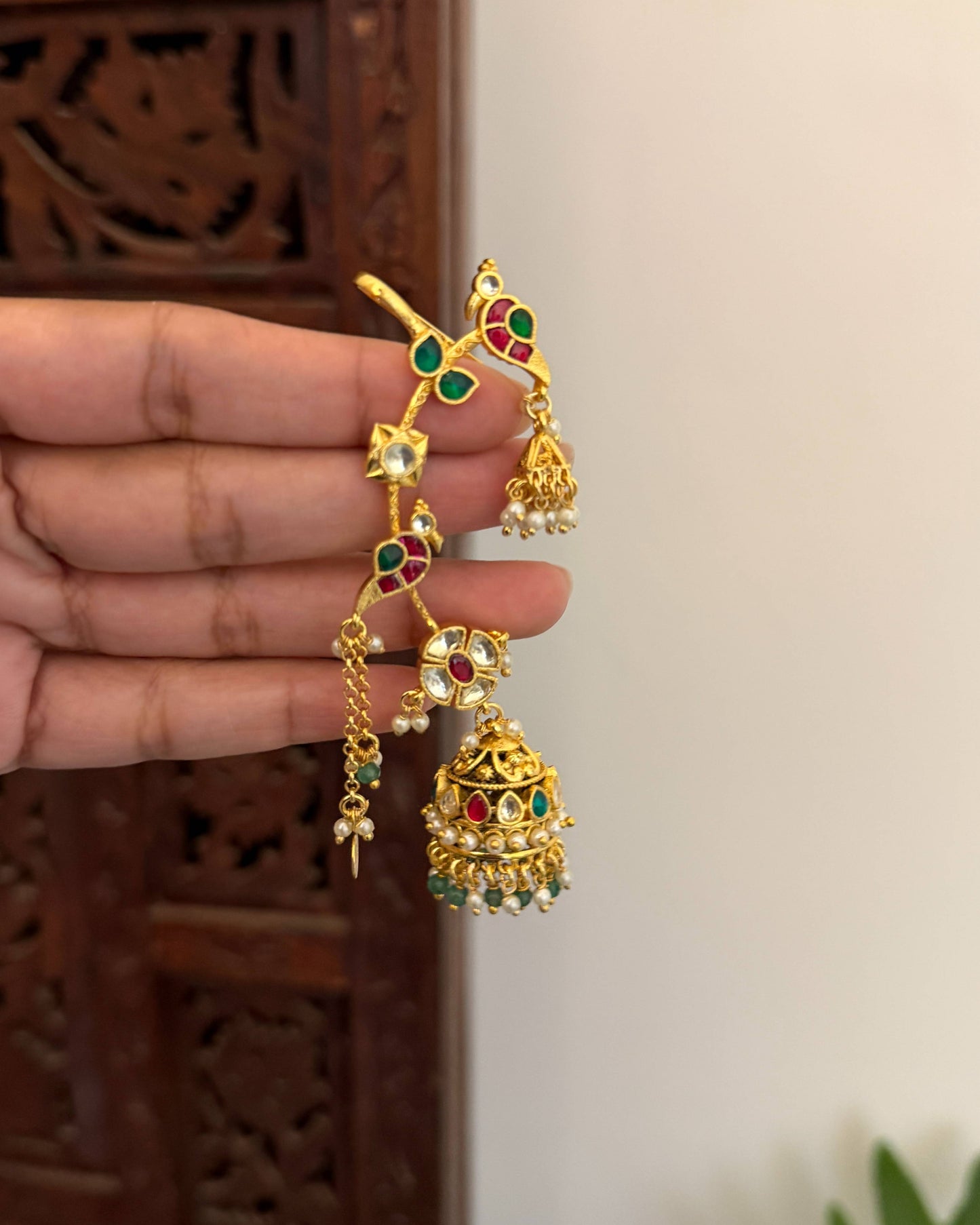 Multicolor Floral Jadau Kundan Jhumkas  | ER384