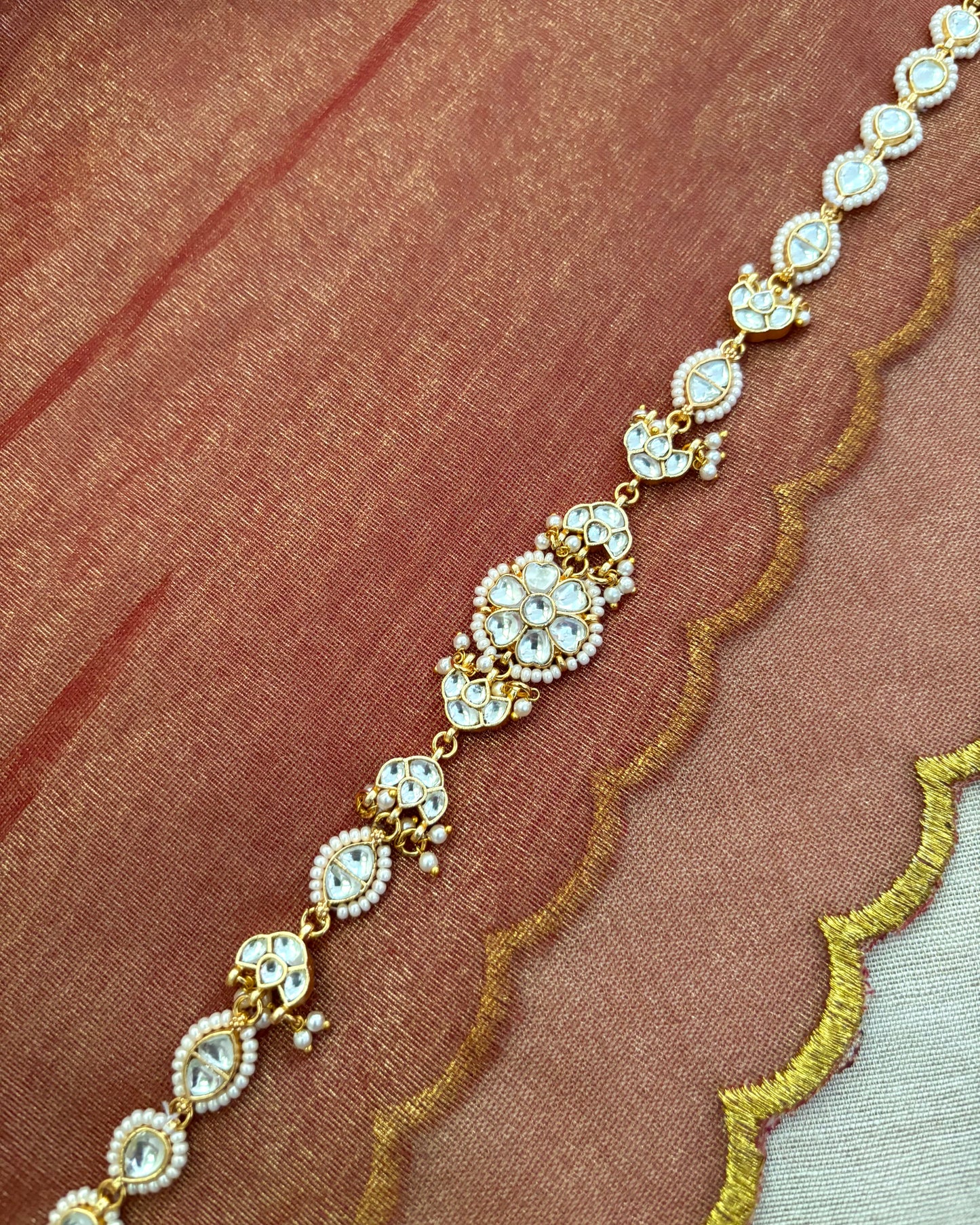White Floral Kundan Choker | Gold Plated | NC048
