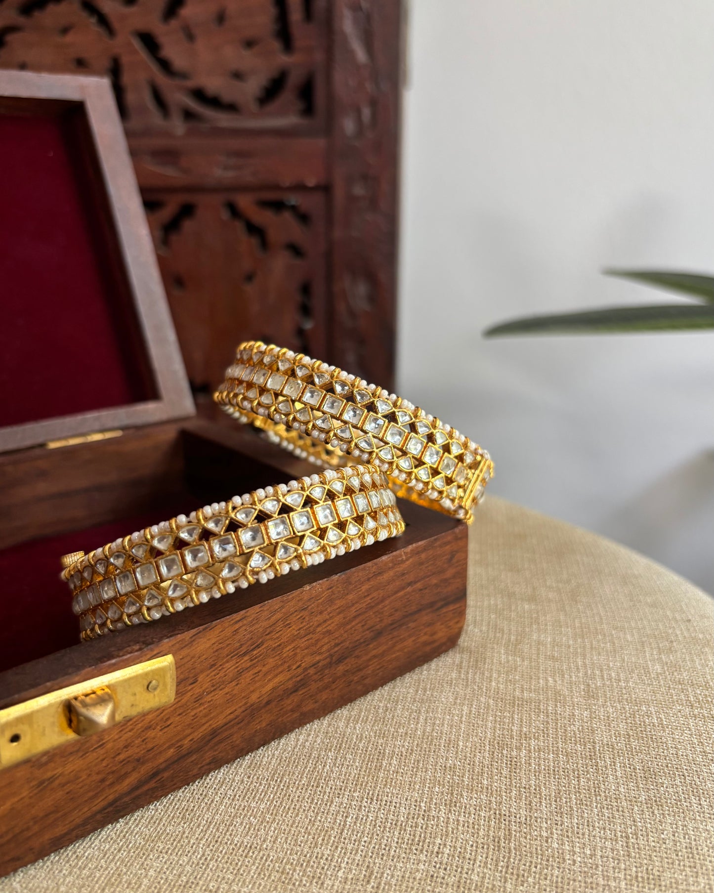 Jadau Kundan Gold Plated Bangles | White | BA075 | BA076 | BA077