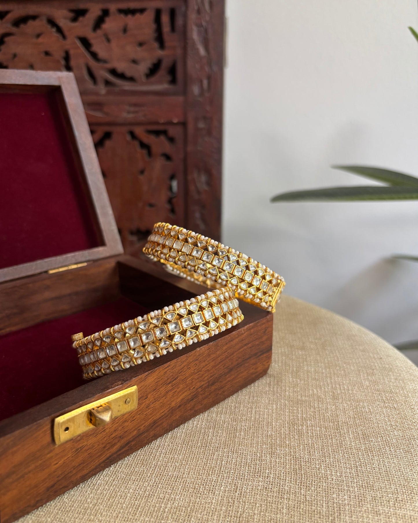 Jadau Kundan Gold Plated Bangles | White | BA075 | BA076 | BA077