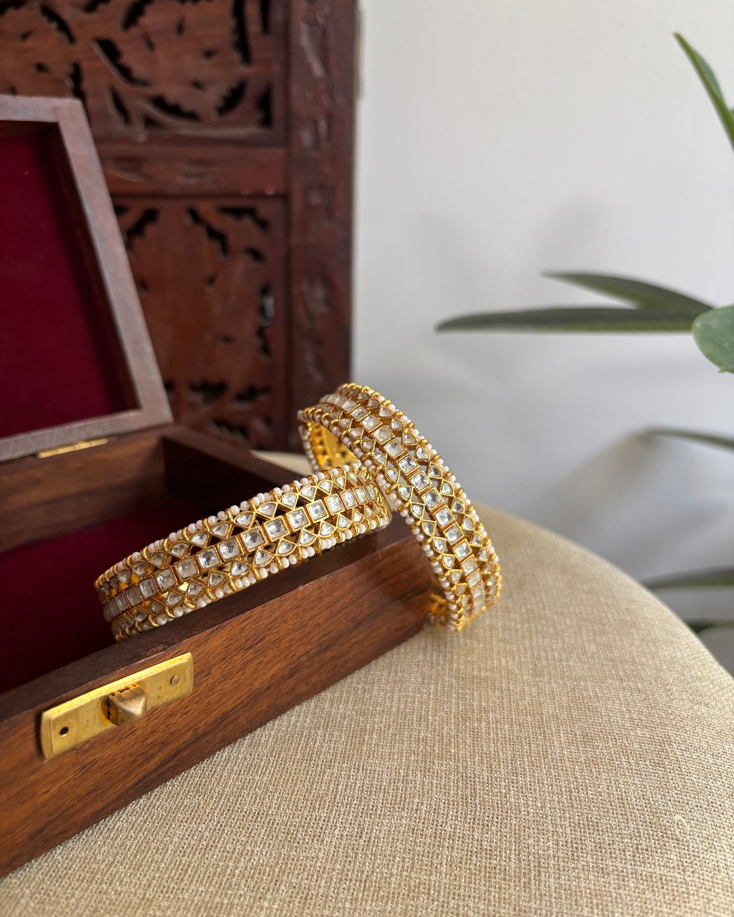 Jadau Kundan Gold Plated Bangles | White | BA075 | BA076 | BA077