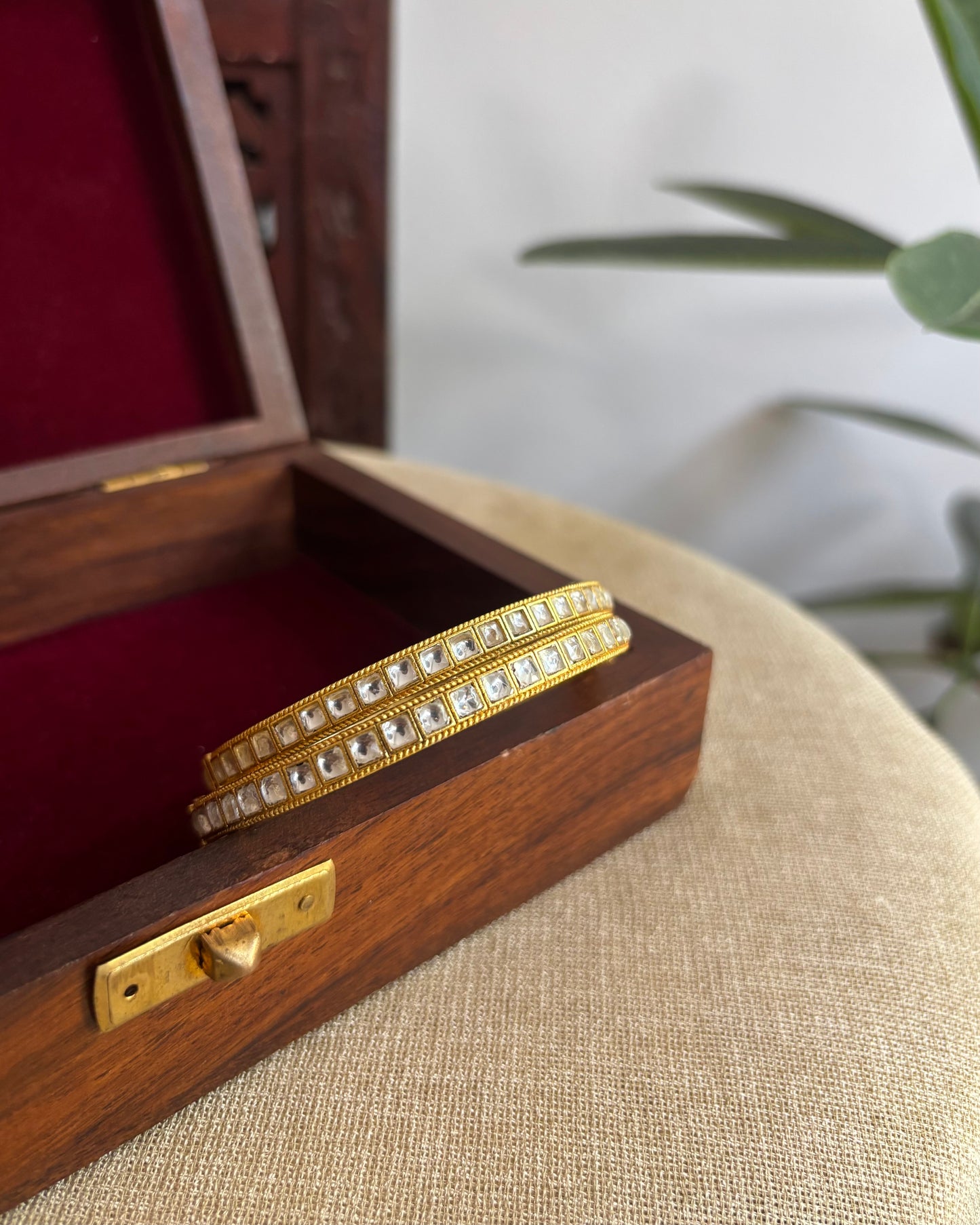 Minimal  White Jadau Kundan Bangles | BA071 | BA072