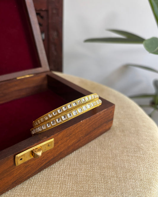 Minimal  White Jadau Kundan Bangles | BA071 | BA072