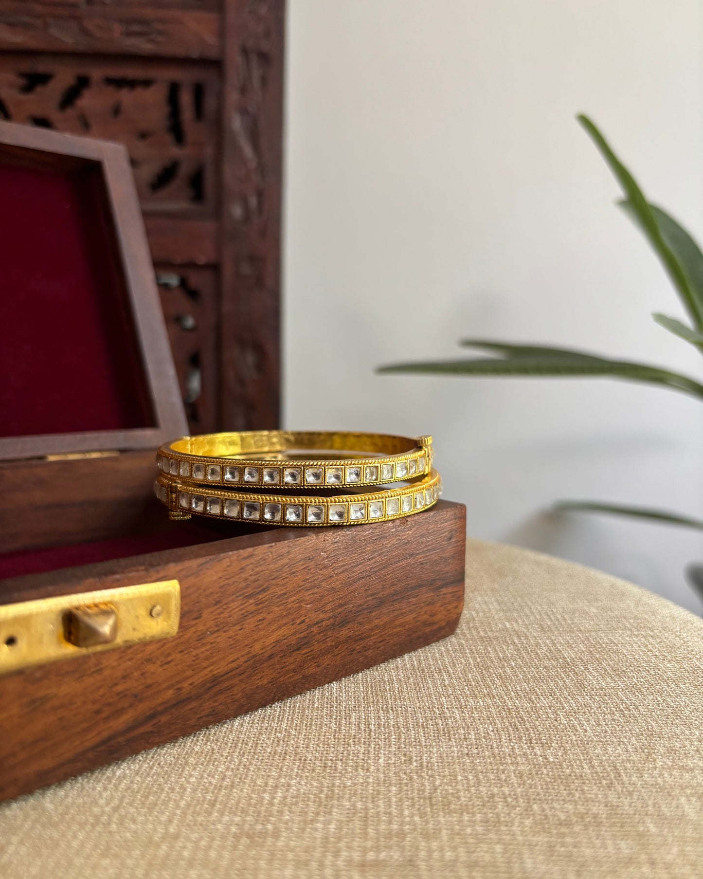 Minimal  White Jadau Kundan Bangles | BA071 | BA072