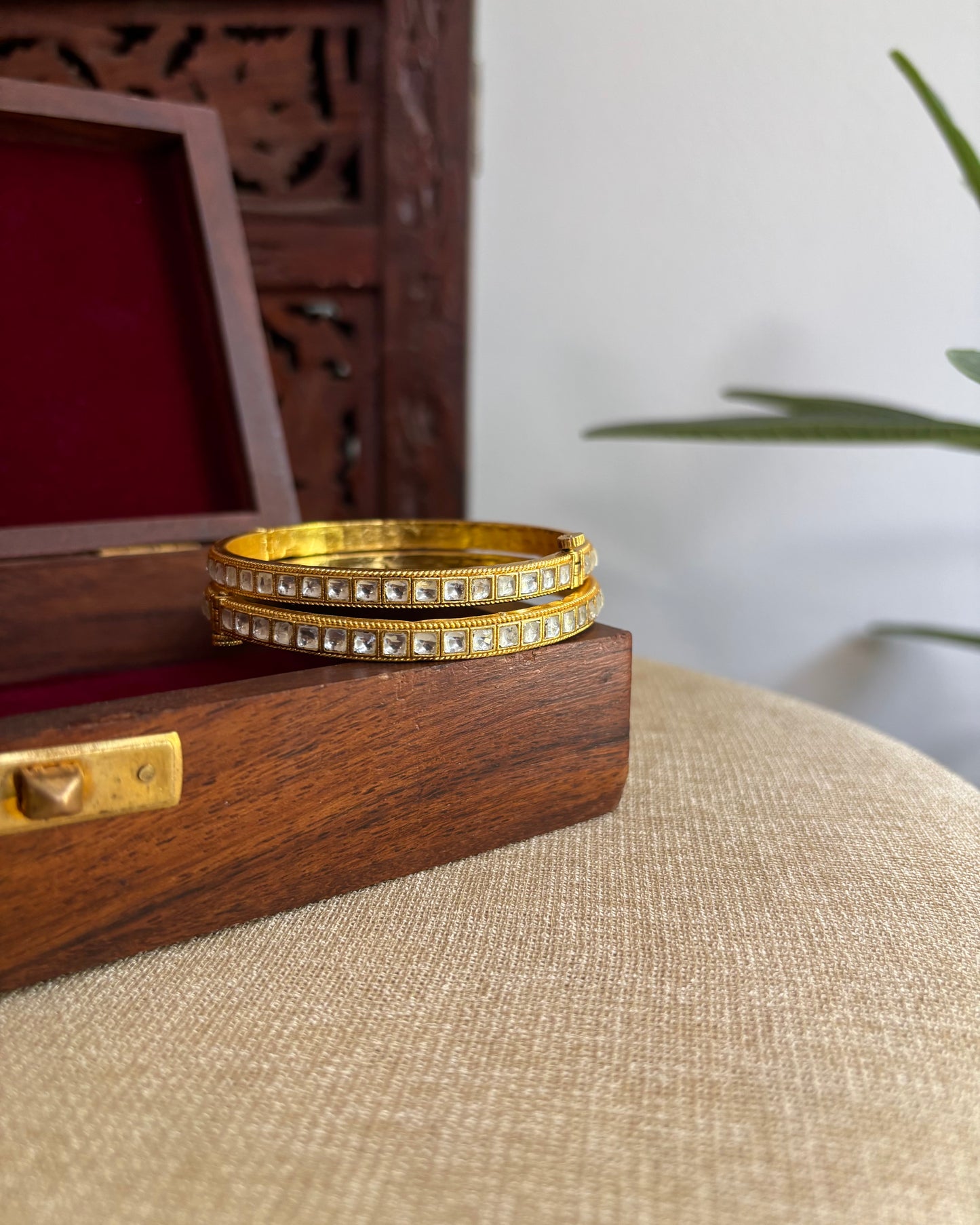 Minimal  White Jadau Kundan Bangles | BA071 | BA072