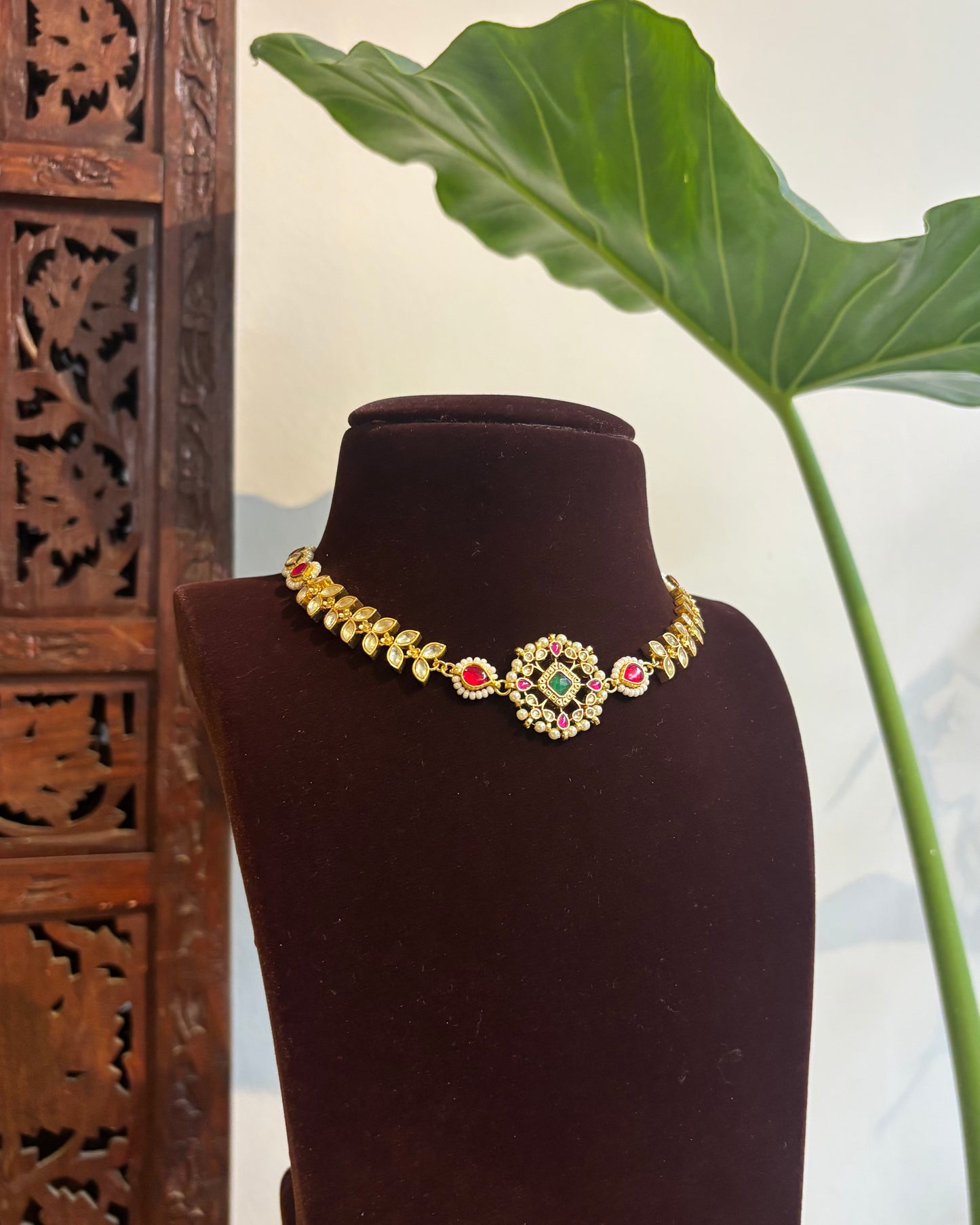 Regal Floral Statement Choker – Multifunctional Jewellery| NC275