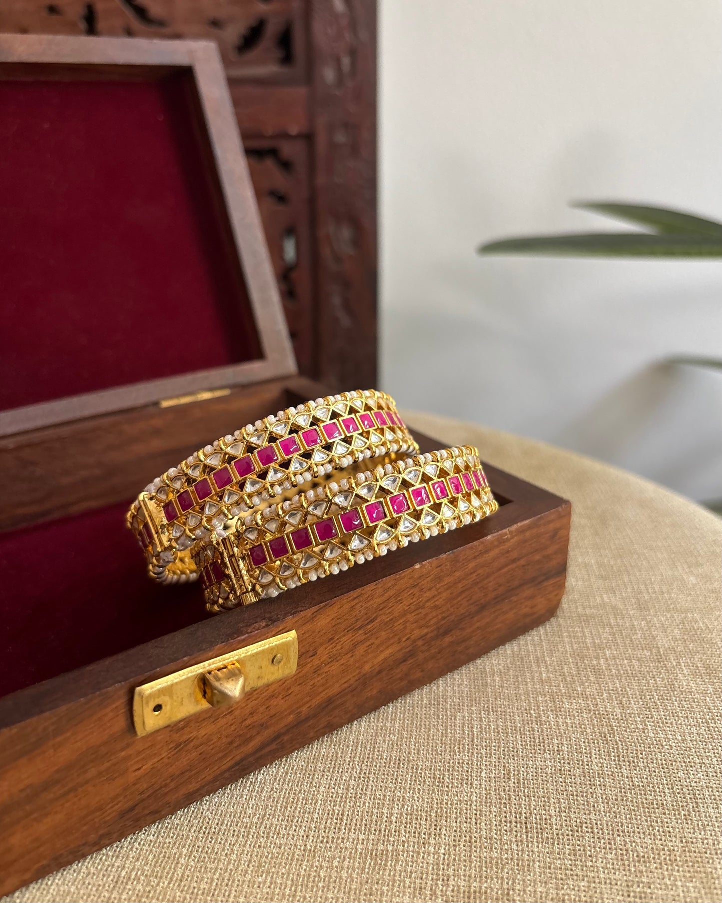 Ruby White Jadau Kundan Bangles | BA079 | BA80 | BA81
