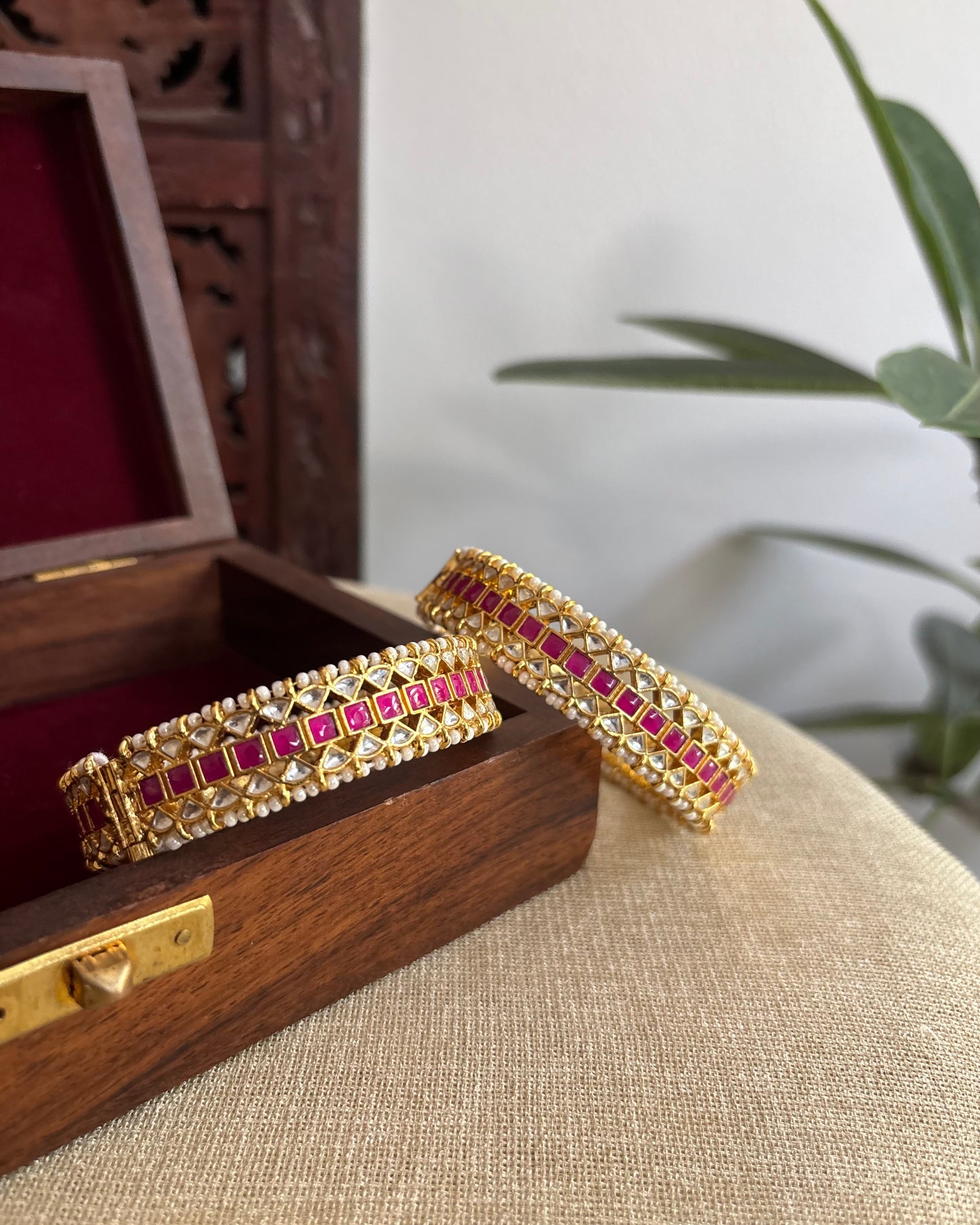 Ruby White Jadau Kundan Bangles | BA079 | BA80 | BA81