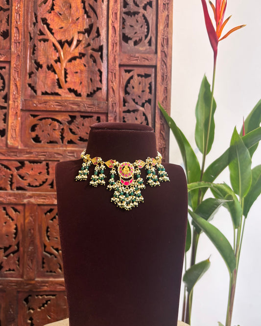 Floral Pachi Kundan Choker with Earrings | NC161