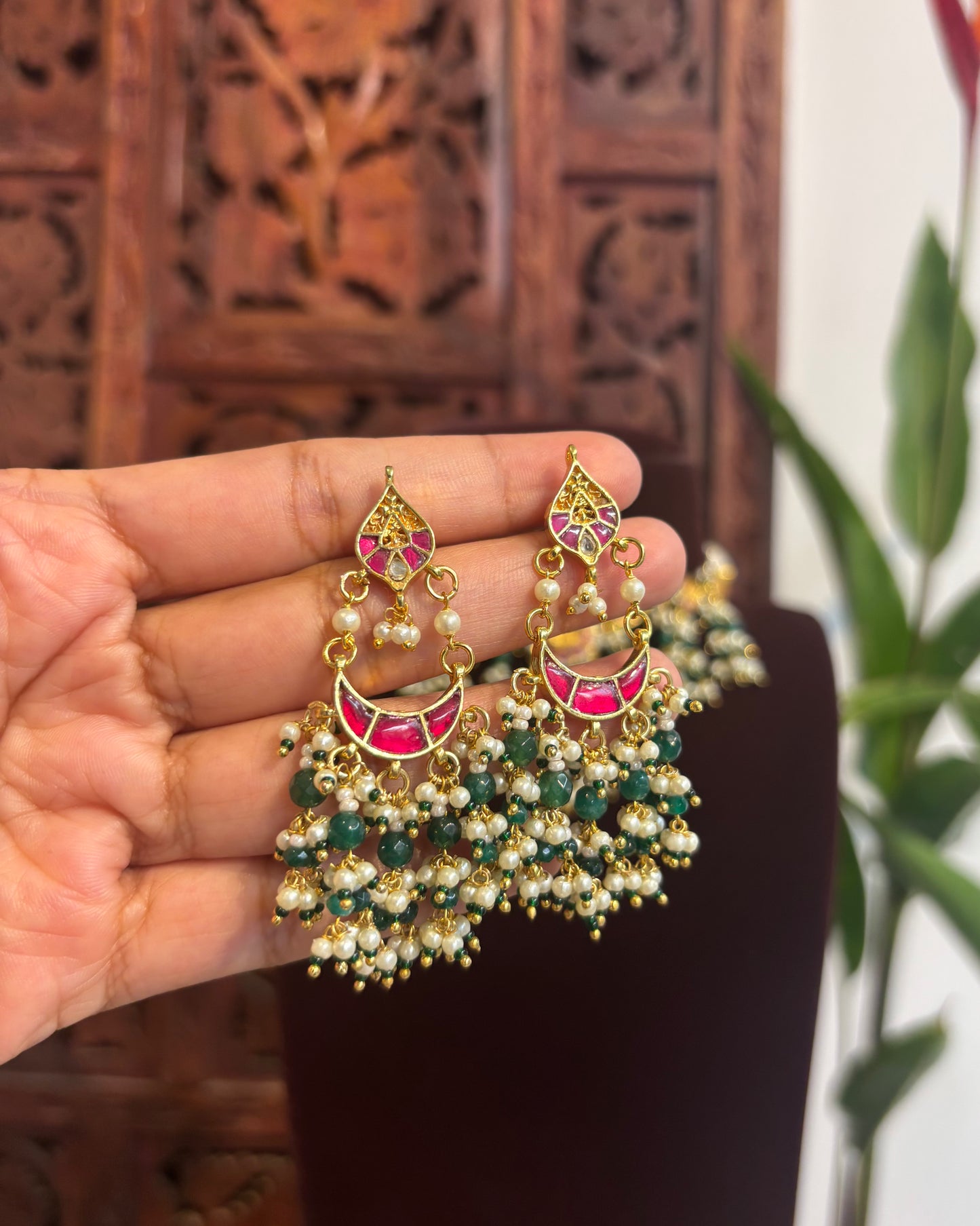 Floral Pachi Kundan Choker with Earrings | NC161