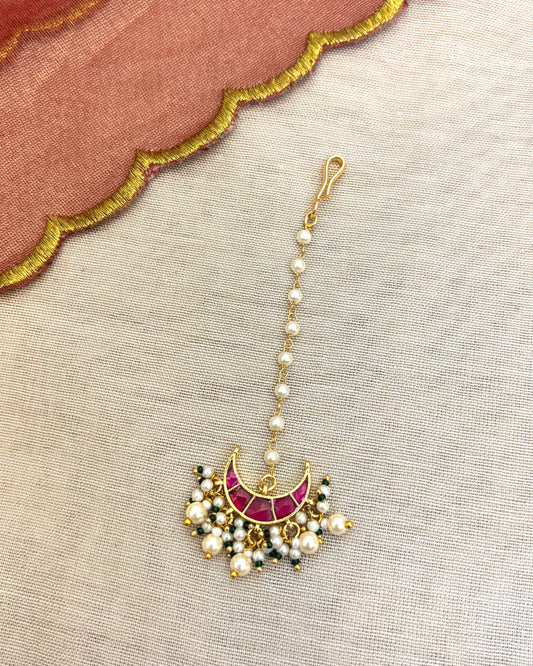 Minimal Jadau Kundan Crescent Maang Tikka | MT033