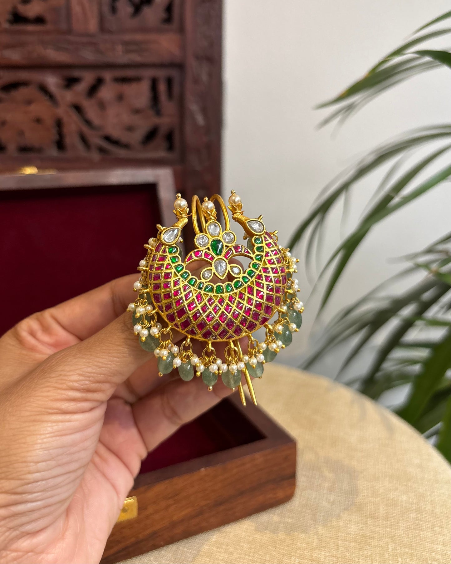 Multicolor Handcrafted Jadau Kundan Hair Pin | HA264