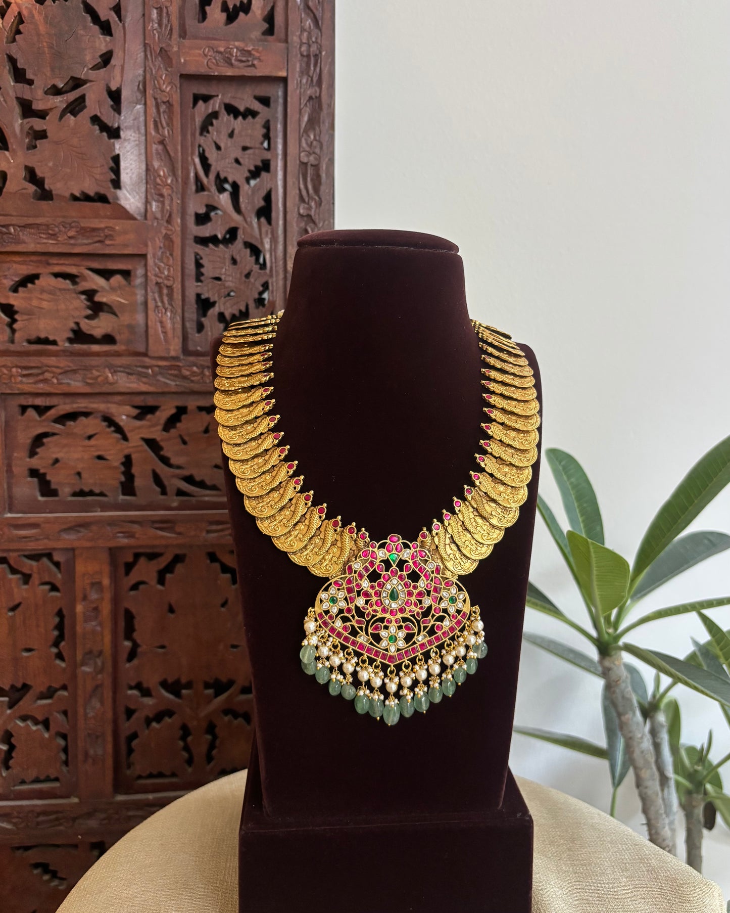 Heritage Kaasu Haram with Royal Peacock Pendant | NC516