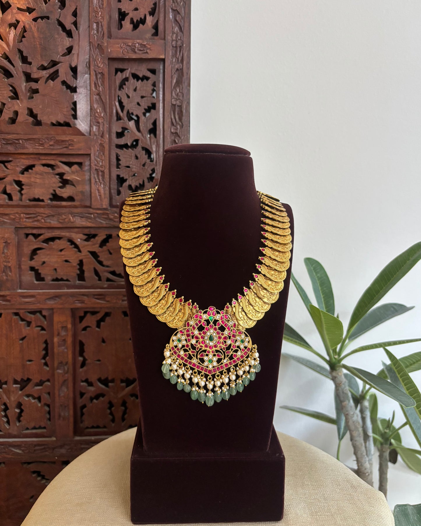 Heritage Kaasu Haram with Royal Peacock Pendant | NC516