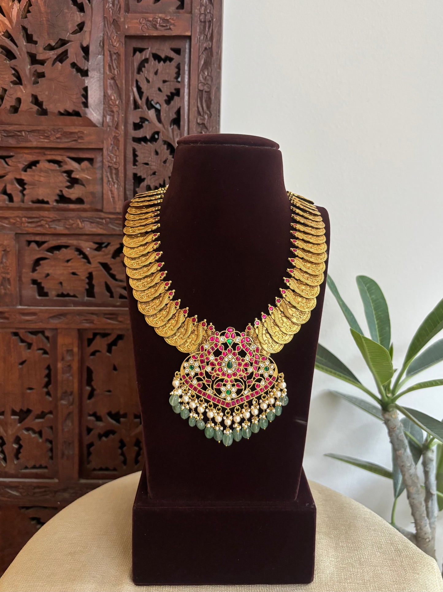 Heritage Kaasu Haram with Royal Peacock Pendant | NC516