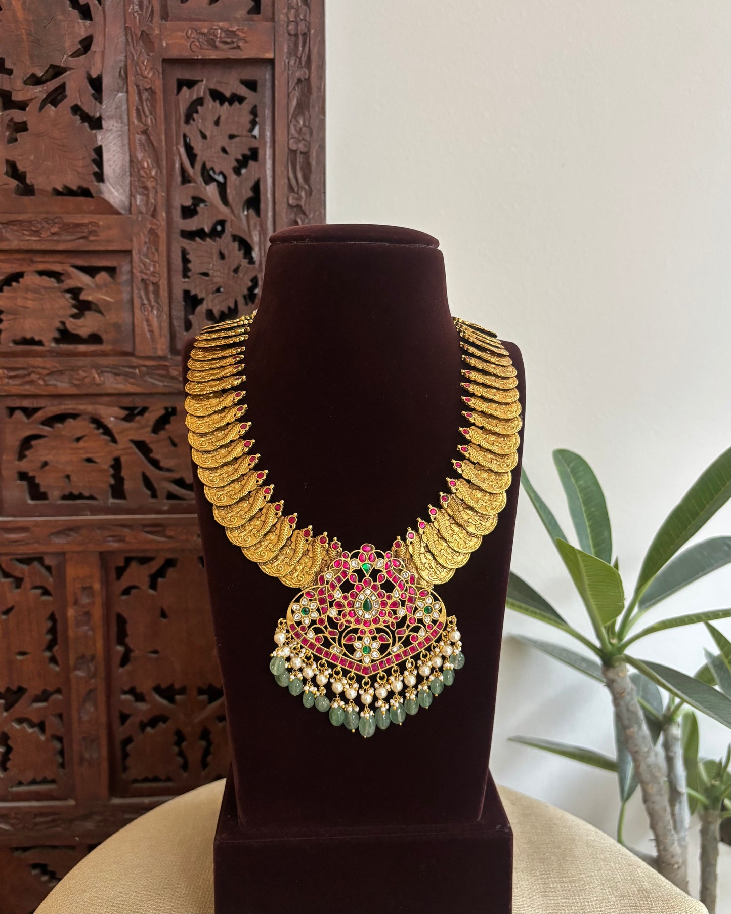 Heritage Kaasu Haram with Royal Peacock Pendant | NC516