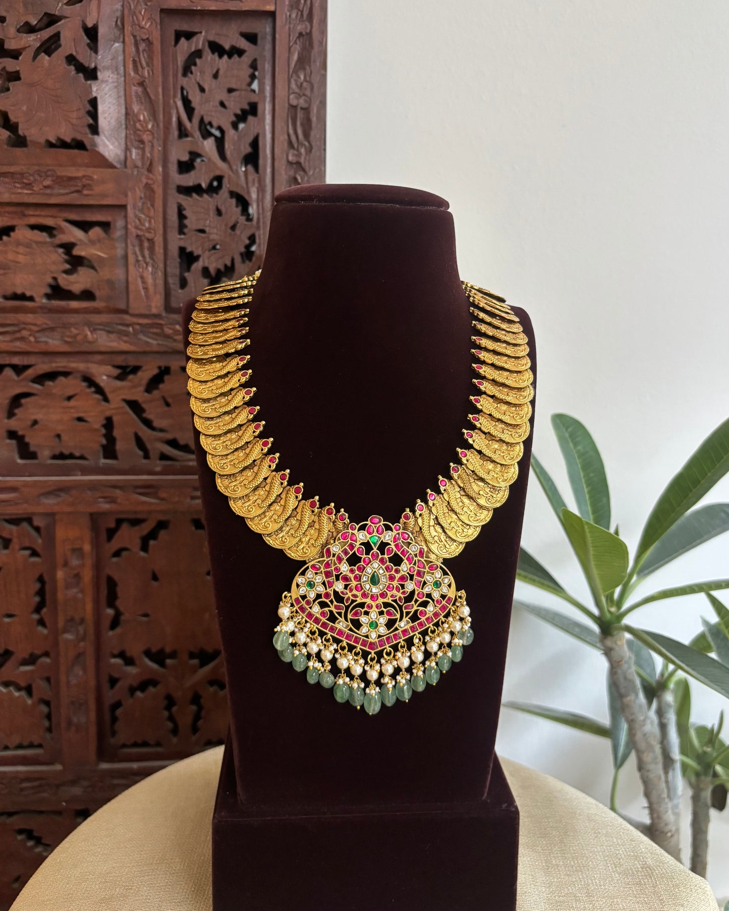 Heritage Kaasu Haram with Royal Peacock Pendant | NC516