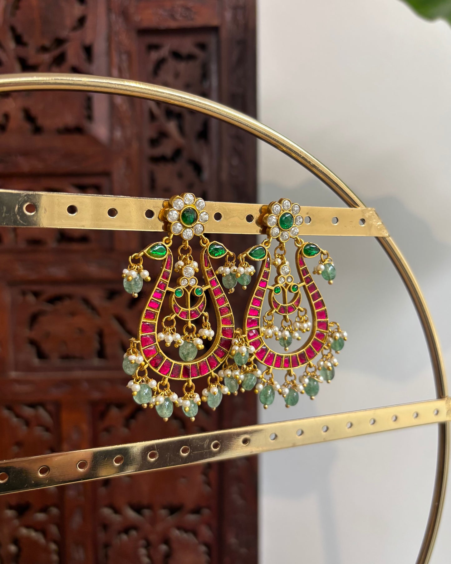 Statement Swan Jadau Kundan Chandbali Earrings | ER187