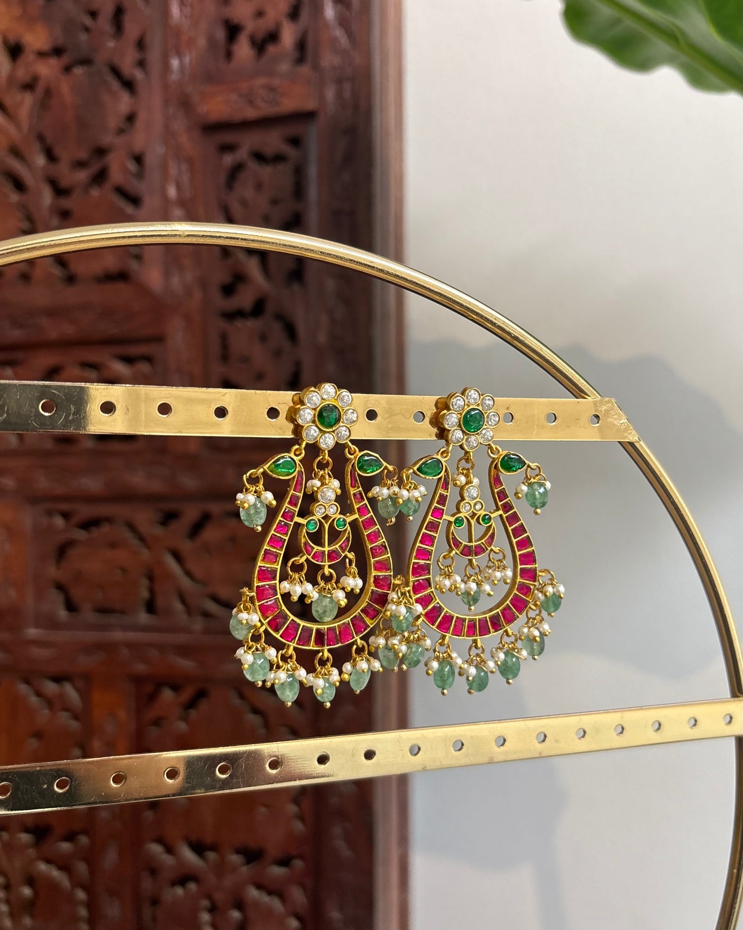 Statement Swan Jadau Kundan Chandbali Earrings | ER187