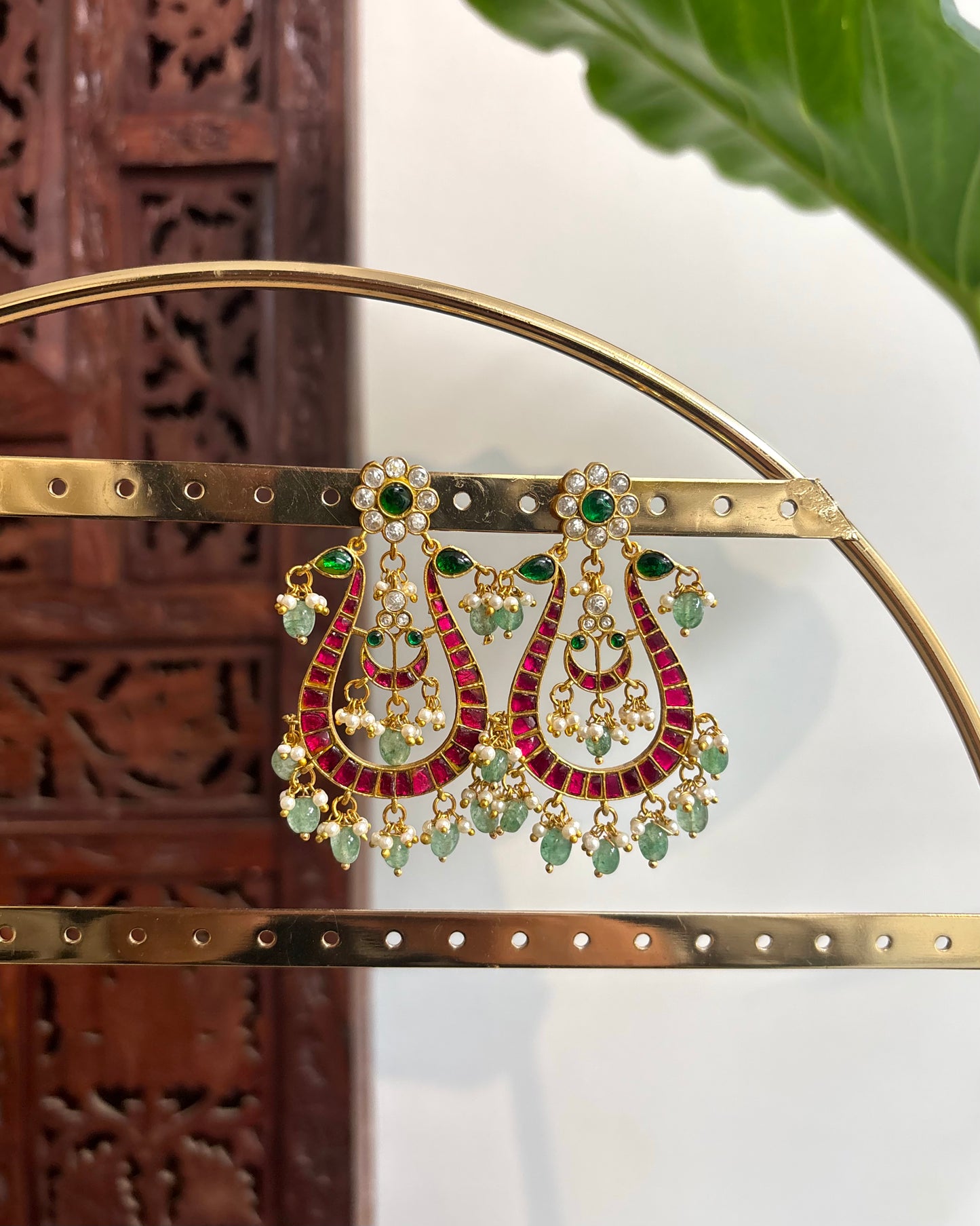 Statement Swan Jadau Kundan Chandbali Earrings | ER187