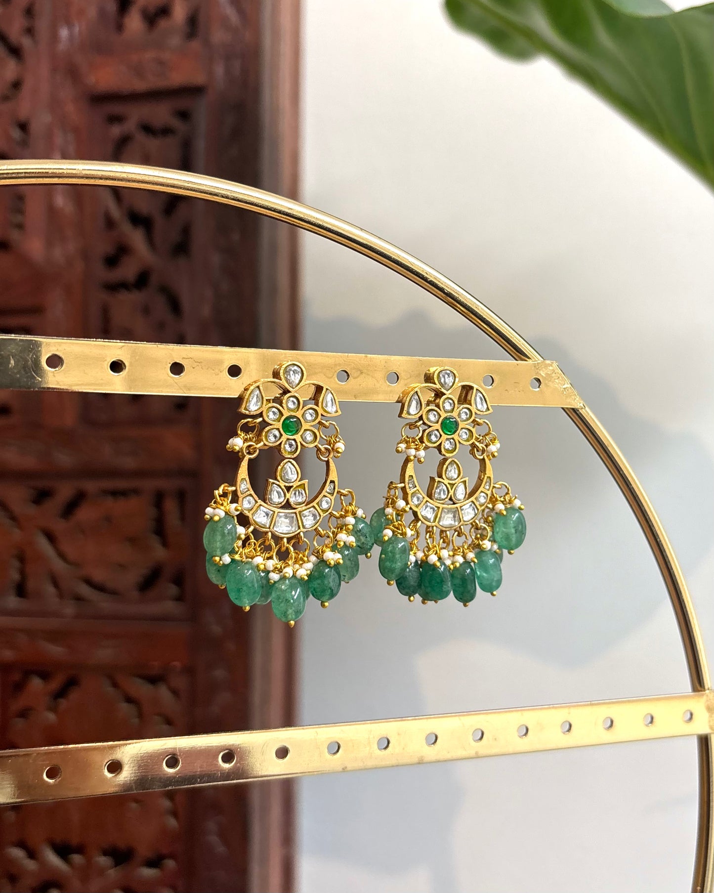 Floral White Jadau Kundan Earrings | ER189
