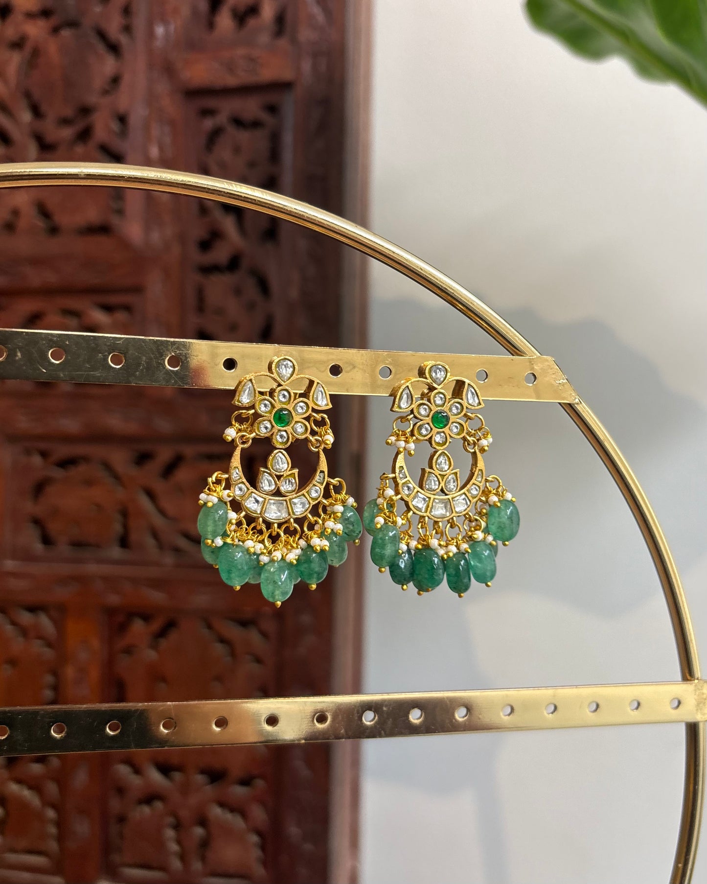Floral White Jadau Kundan Earrings | ER189