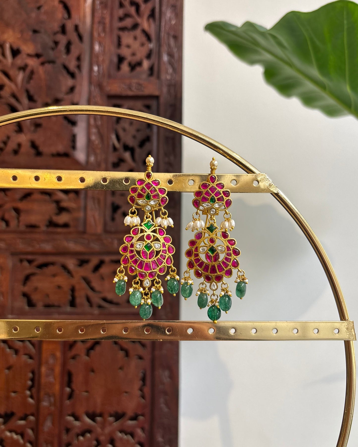 Long Statement Jadau Kundan Earrings – Multicolour | ER190