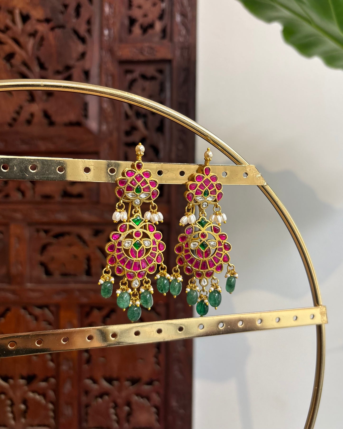 Long Statement Jadau Kundan Earrings – Multicolour | ER190