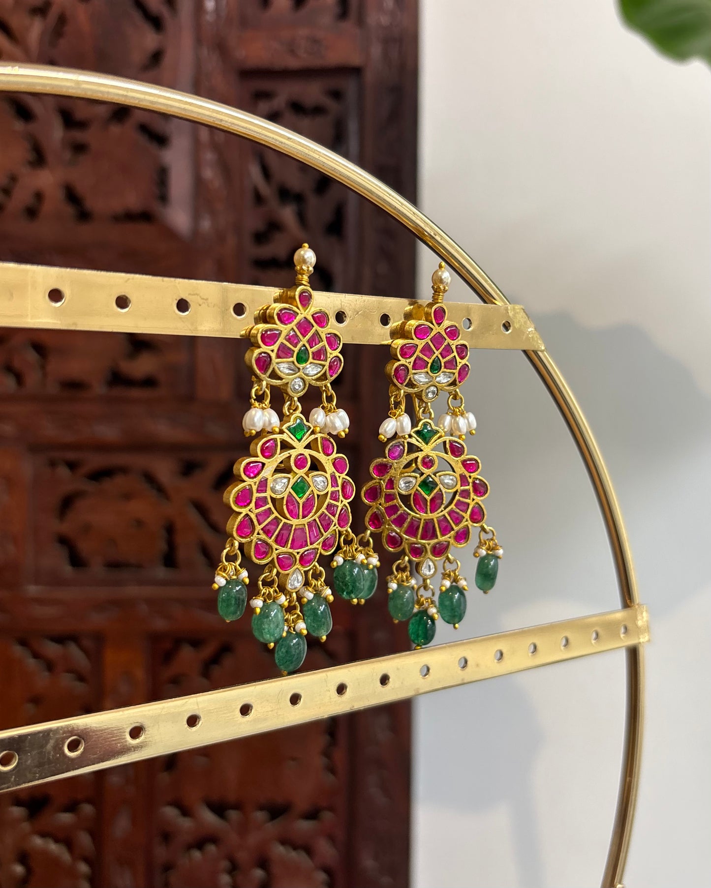 Long Statement Jadau Kundan Earrings – Multicolour | ER190