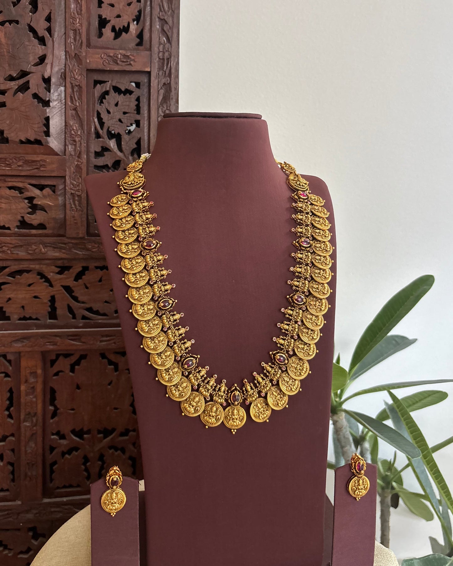 Antique Lakshmi  Kaasu Haram – Bridal Temple Jewellery | NC517